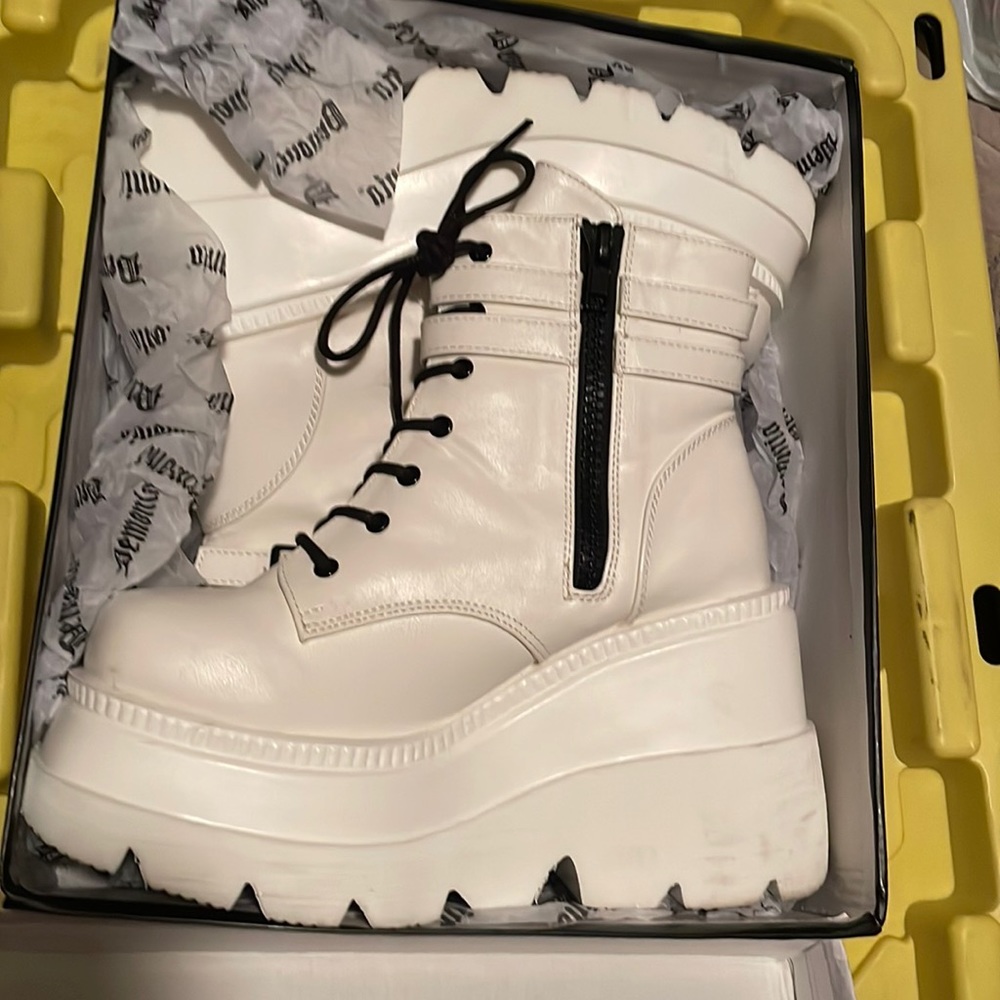 Demonia White Platform Boots size 10
